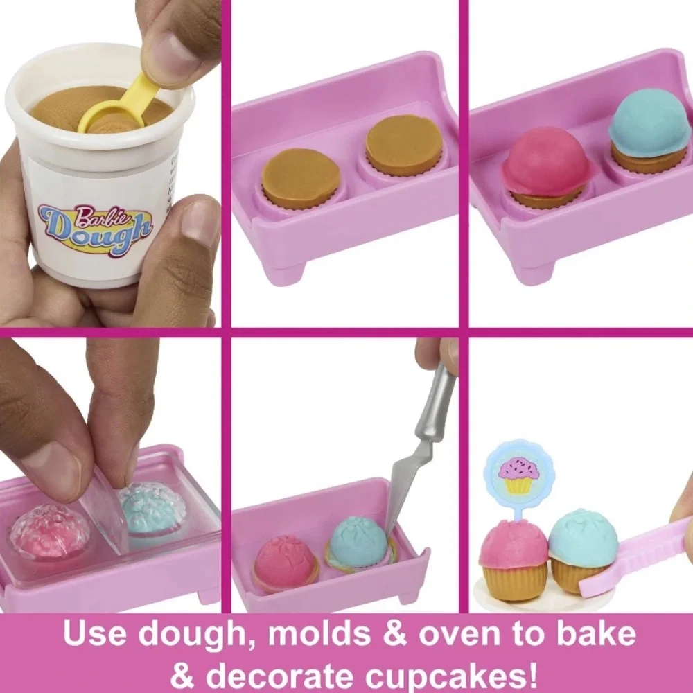 NWT Barbie It Takes Two Café Playset Kitchen 18 Pastry Making Accessories Dough